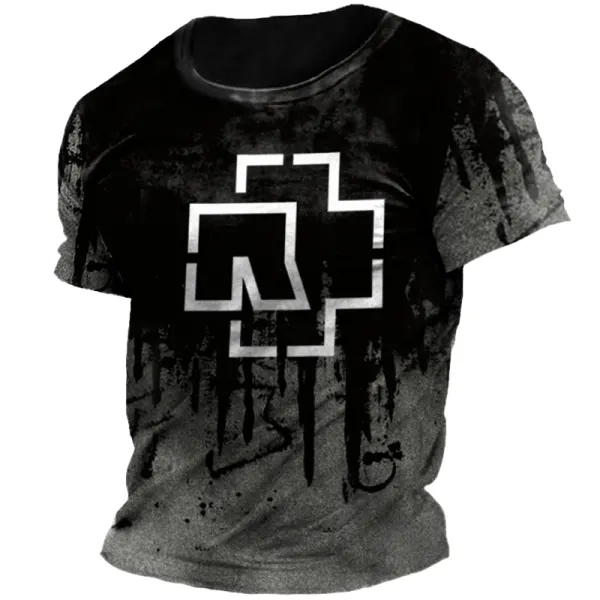 Men's Rammstein Vintage Print Short Sleeved T-shirt - Elementnice.com 