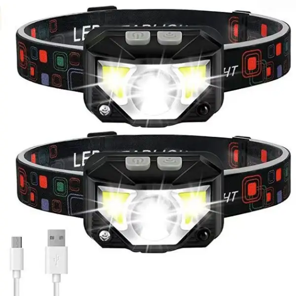 Headlamp Flashlight LED Rechargeable Headlight Waterproof Motion Sensor For Outdoor Camp Running Hiking Fishing - Cotosen.com