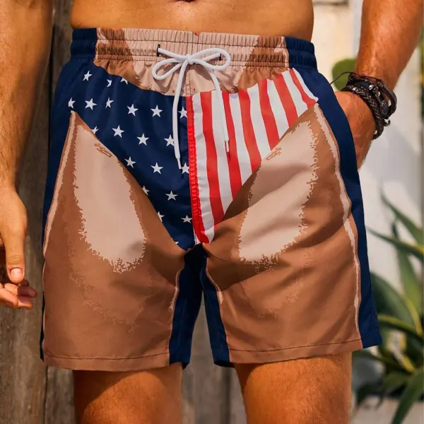Men's American Flag Print Outdoor Vintage Shorts - Wayrates.com 