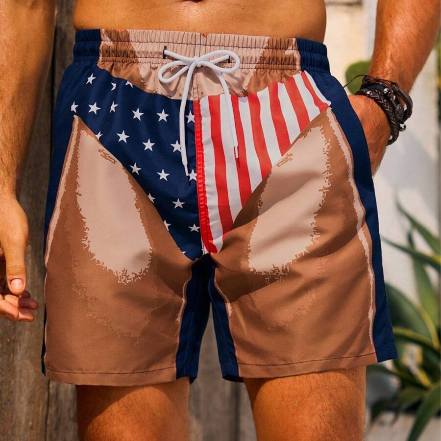 

Men's American Flag Print Outdoor Vintage Shorts
