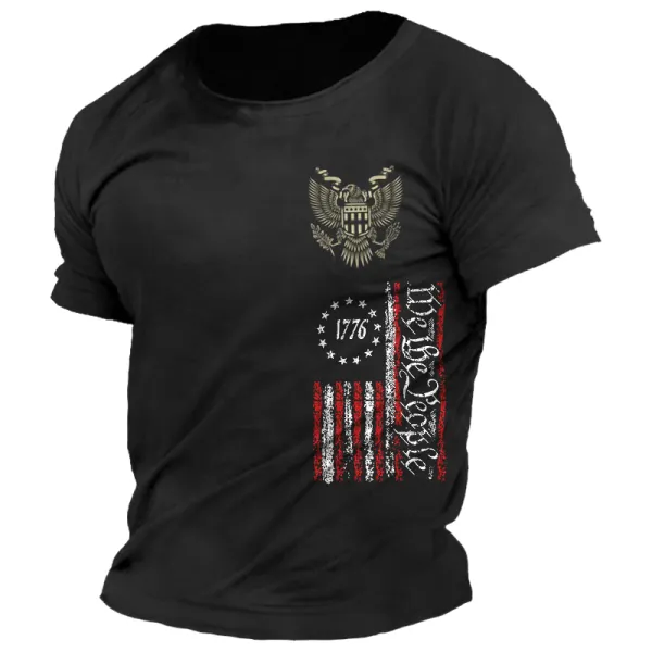 Men's US National Emblem Flag Tie Dye Print Short Sleeved T-shirt - Wayrates.com 