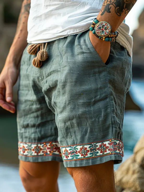 Vintage Washed Linen Shorts - Menwyx.com 