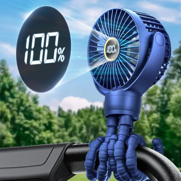 Mini Octopus Portable Baby Stroller Fan LED Display 360° Rotate Flexible Tripod Rechargeable Handheld Fan Only $29.99 - Cotosen.com 