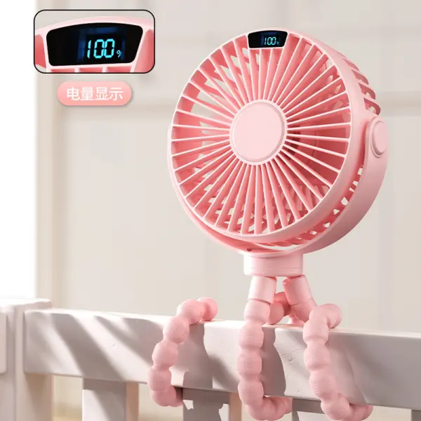 Mini Octopus Portable Baby Stroller Fan LED Display 360° Rotate Flexible Tripod Rechargeable Handheld Fan Only $35.99 - Cotosen.com 