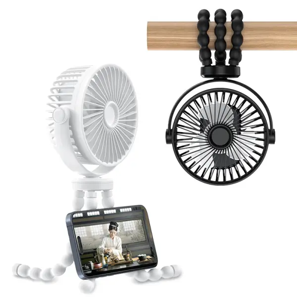 Mini Portable Stroller Fan 3600mAh 3-speed Battery Powered 360° Rotating Flexible Octopus Tripod Clip-on Fan - Cotosen.com