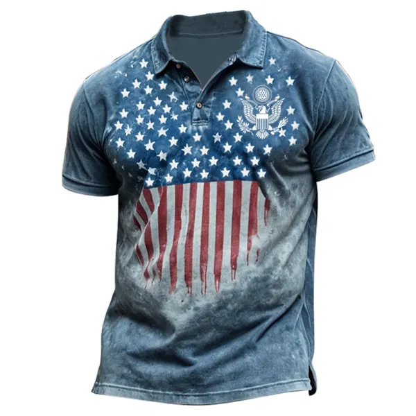 Men's American Flag National Emblem Patriots Tie Dyed Print Polo T-shirt Only $23.99 - Cotosen.com 