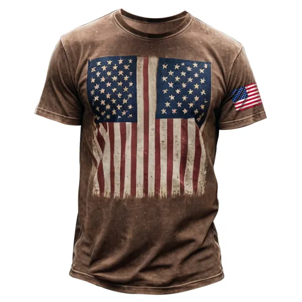 Men's American Flag National Patriots Tie Dyed Print T-shirt - Cotosen.com