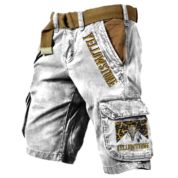 Men's Cargo Shorts Yellowstone Vintage Distressed Utility Outdoor Shorts - Dozenlive.com 