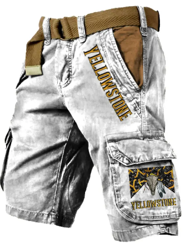 Men's Cargo Shorts Yellowstone Vintage Distressed Utility Outdoor Shorts - Menwyx.com 