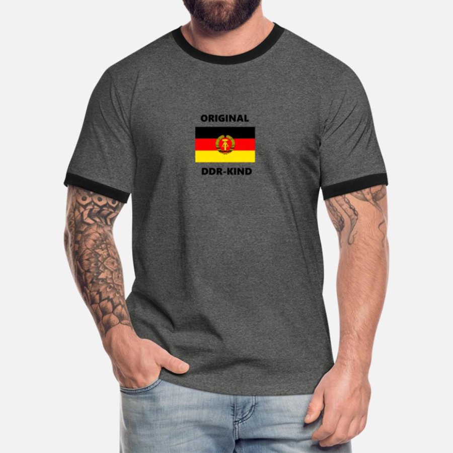 

Men's Deutscher Ossi Gnade Gottes German Flag Vintage Short Sleeve Color Block Crew Neck T-Shirt
