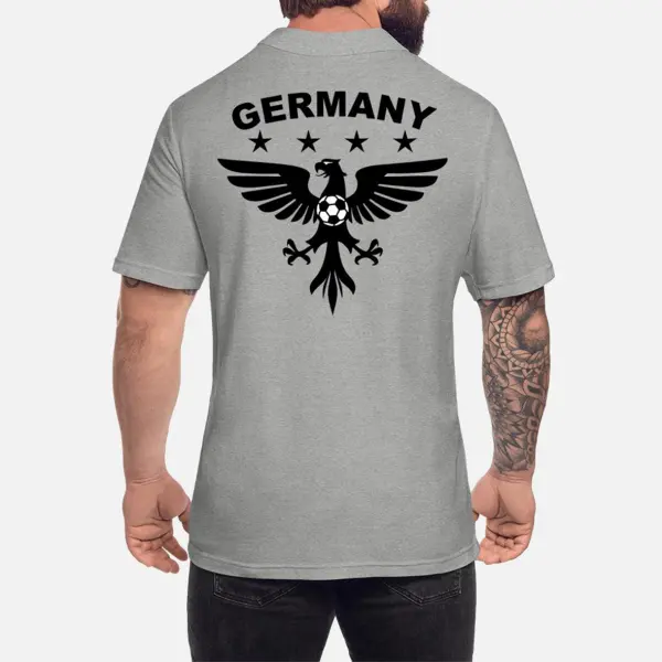 Men's Deutscher Ossi Gnade Gottes German Flag Eagles Vintage Short Sleeve Polo Neck T-Shirt - Wayrates.com 