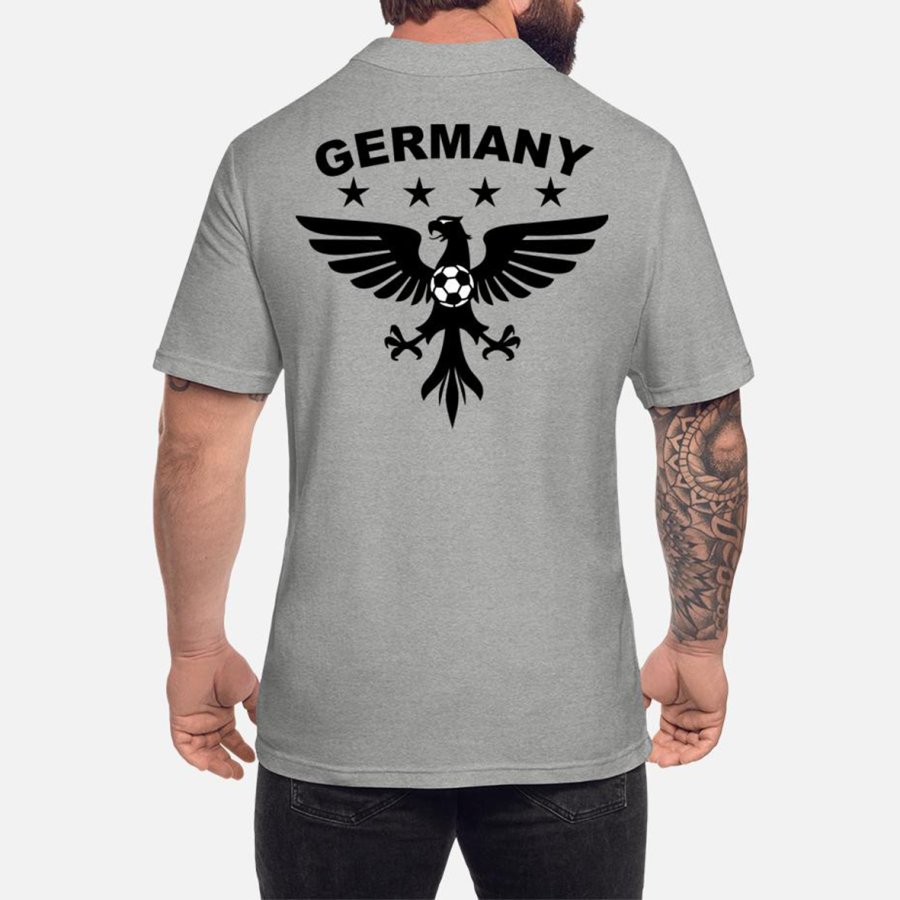 

Men's Deutscher Ossi Gnade Gottes German Flag Eagles Vintage Short Sleeve Polo Neck T-Shirt