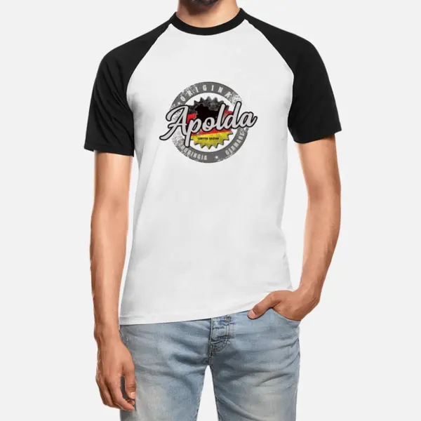Men's Deutscher Ossi Gnade Gottes German Flag Vintage Short Sleeve Color Block Crew Neck T-Shirt - Wayrates.com 
