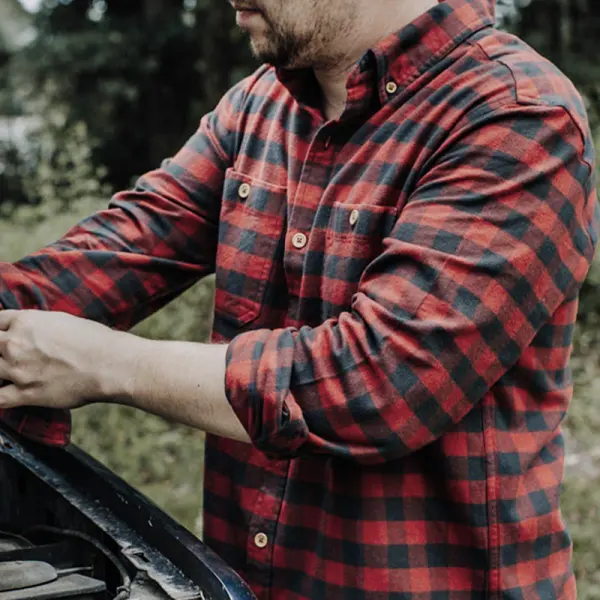 Men's Vintage Outdoor Camping Plaid Shirt - Wayrates.com 