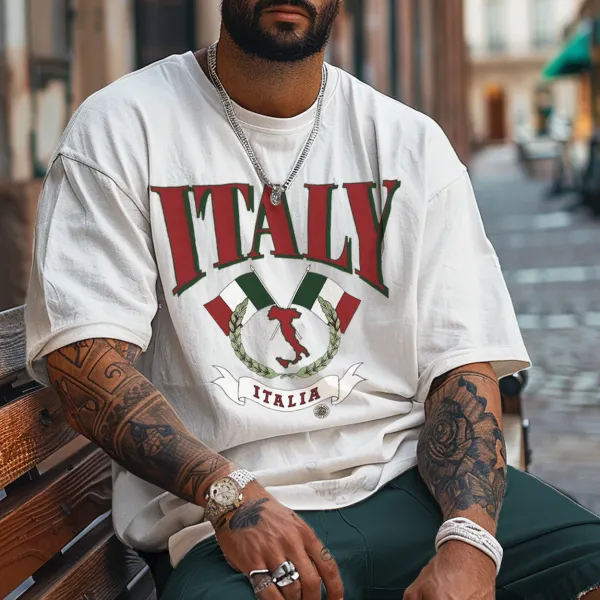 Camiseta De Fútbol Unisex Con Bandera Italiana Vintage - Faciway.com 