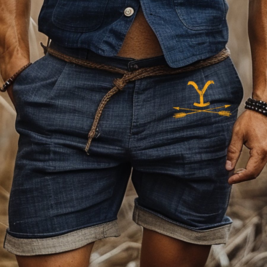 

Men's Yellowstone Farm Casual Cotton And Linen Shorts