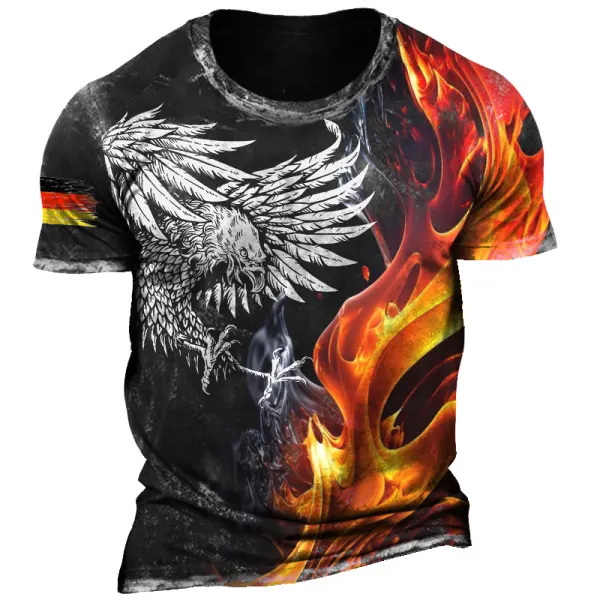 Men's German Flag Fireball Bonfire Brings Good Luck Vintage Print T-shirt - Cotosen.com 