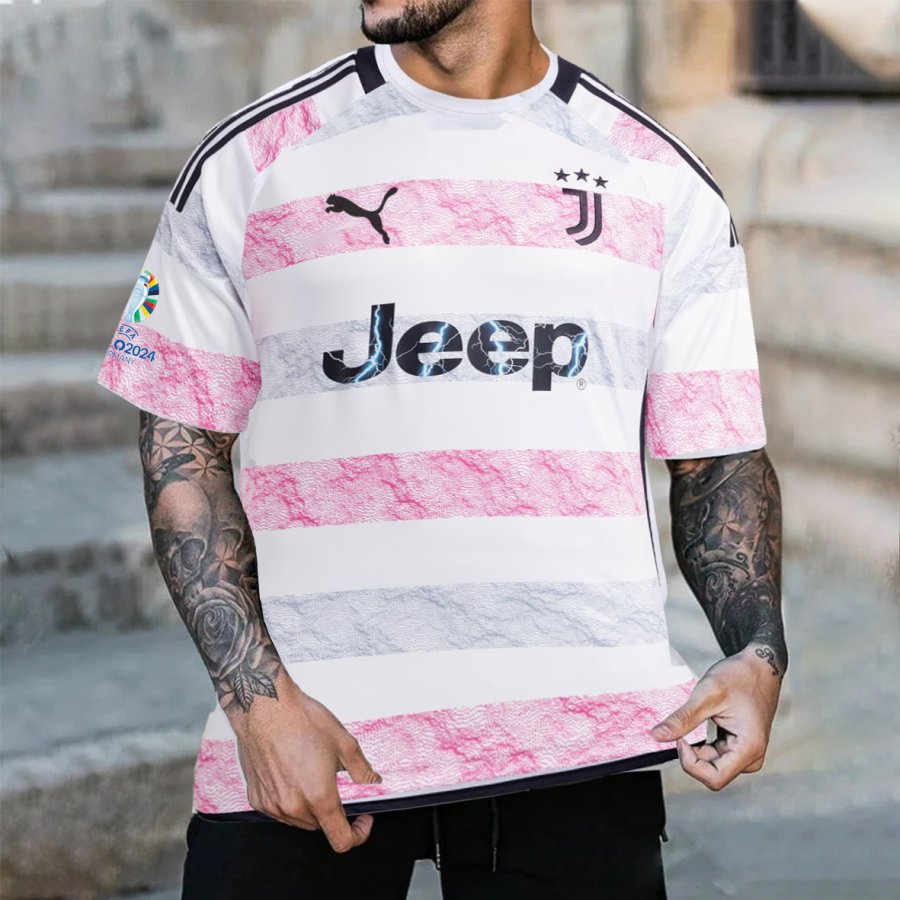 

Men's UEFA EURO 2024 JUVENTUS Loose Short Sleeve Oversized T-Shirt