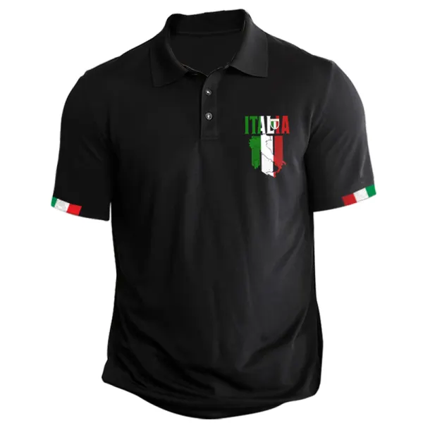 Italy National Flag Print Polo T-shirt - Dozenlive.com 