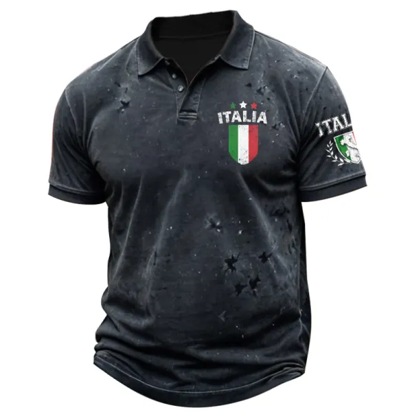 Italy National Flag Print Vintage Polo T-shirt - Cotosen.com 