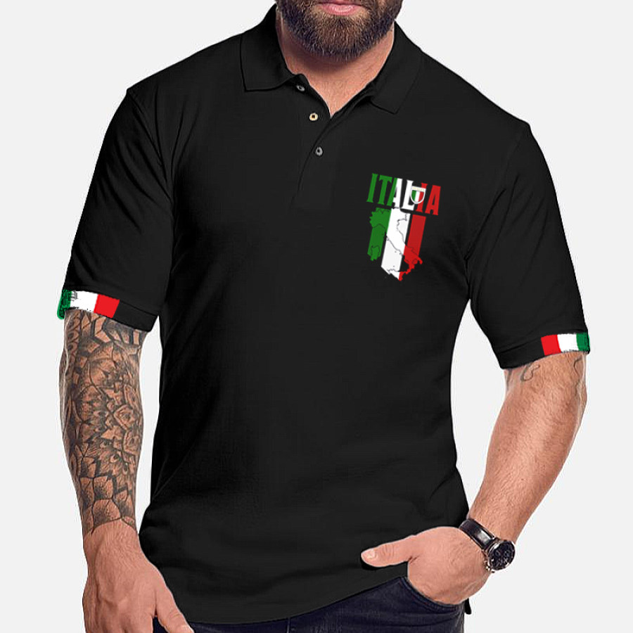 

Italy National Flag Print Polo T-shirt