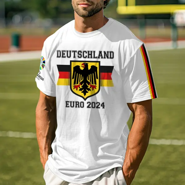 Men's German Germany Football Print Round Neck Short Sleeve T-Shirt - Wayrates.com 