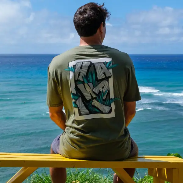 Men's T-Shirt Surf Hawaii Print Beach Daily Round Neck Short Sleeve Tops - Wayrates.com 