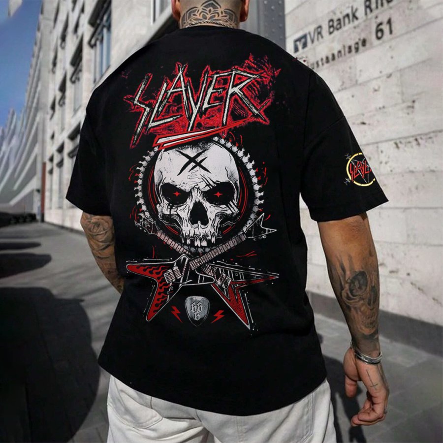 

Men's Slayer Rock Band Loose Short Sleeve Oversized T-Shirt