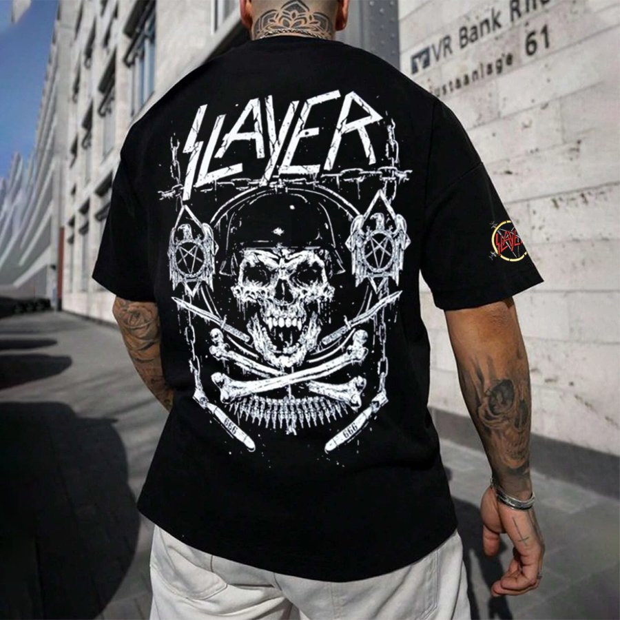 

Men's Slayer Rock Band Loose Short Sleeve Oversized T-Shirt