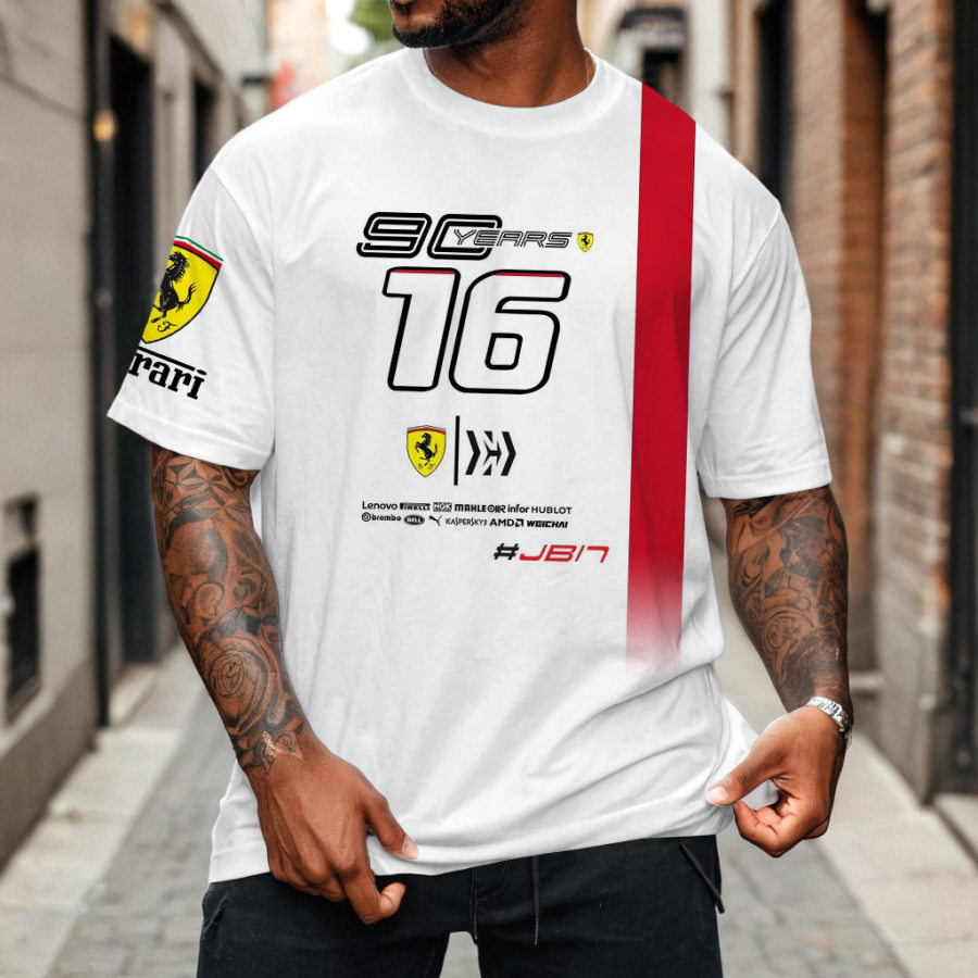 

Men's Oversized T-Shirt Racing Vintage Short Sleeve Casual Tee