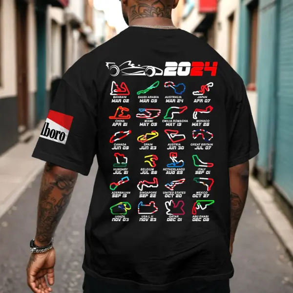 Men's Oversized T-Shirt Racing Vintage Short Sleeve Casual Tee - Spiretime.com 