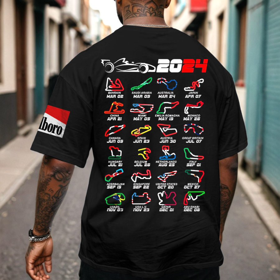 

Men's Oversized T-Shirt Racing Vintage Short Sleeve Casual Tee