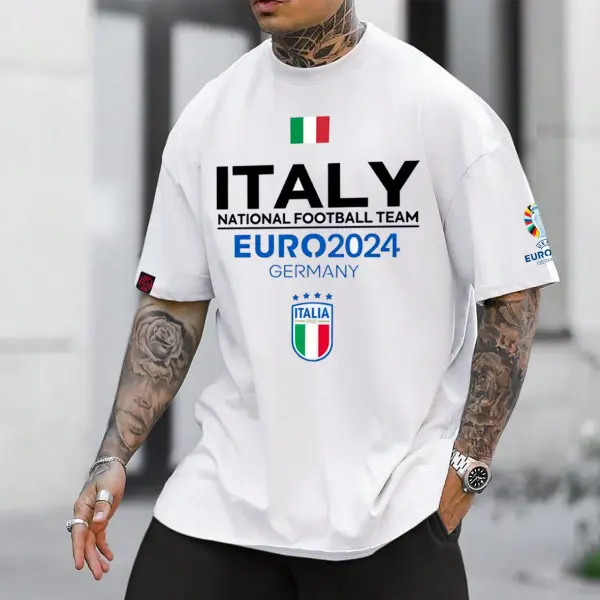 Men's Football Race ITALY 2024 Loose Short Sleeve Oversized T-Shirt - Wayrates.com 