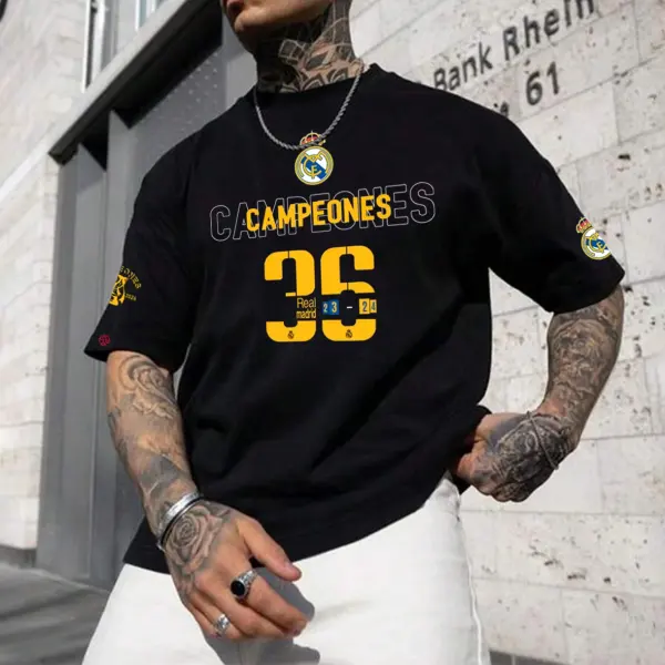 Men's Uefa Real Madrid 2024 Loose Short Sleeve Oversized T-Shirt - Wayrates.com 