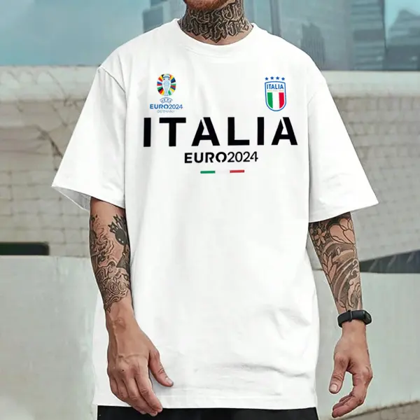 Men's Football Race ITALY 2024 Loose Short Sleeve Oversized T-Shirt - Wayrates.com 