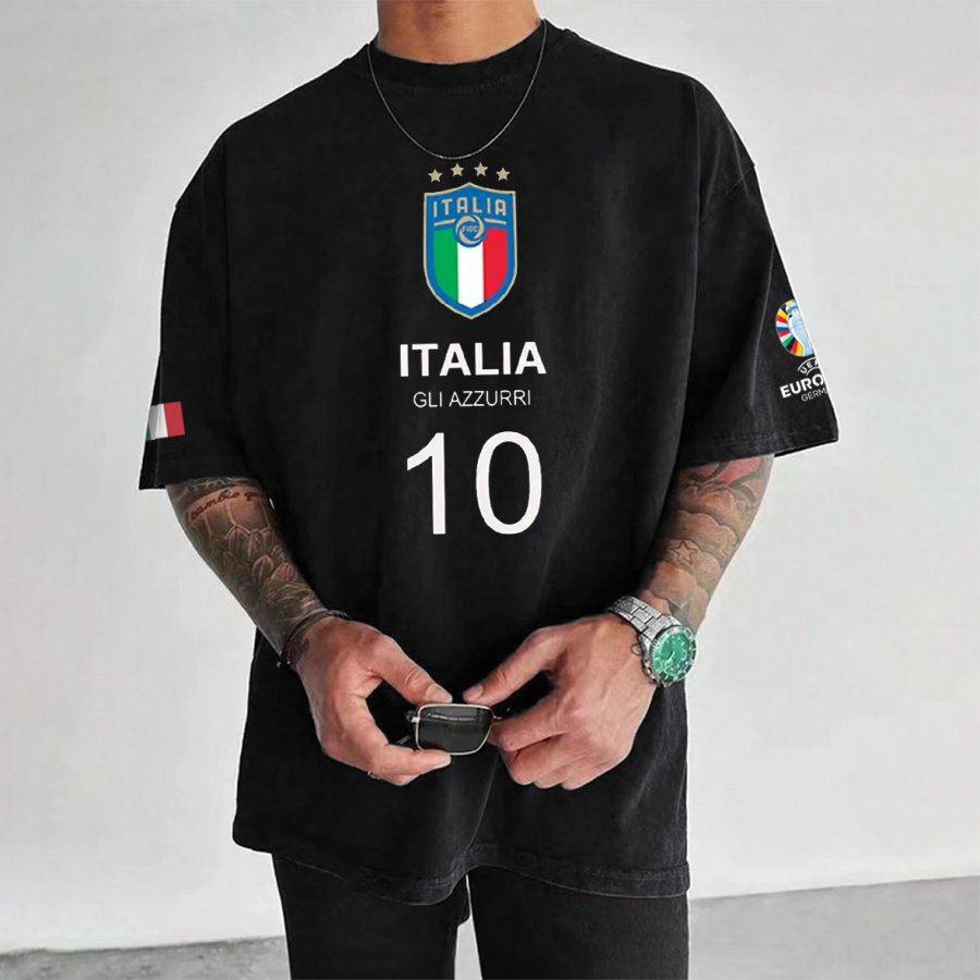 

Men's Football Race ITALY 2024 Loose Short Sleeve Oversized T-Shirt