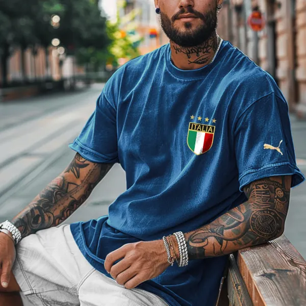 Unisex Vintage Italian Football Print T-Shirt - Anurvogel.com 