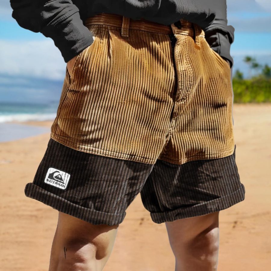 

Men's Quiksilver Corduroy Surf Shorts Vintage Beach Vacation Color Block Daily Hawaii Casual Walkshort