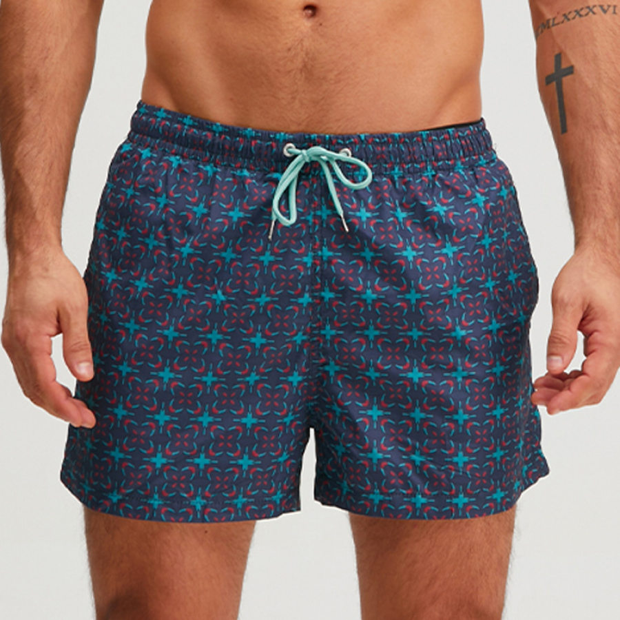 

Men's Printed Outdoor Quick Drying Drawstring Checkered Shorts
