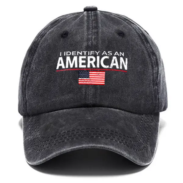 Unisex I Identify As An American Flag 4th Of July Washed Cotton Sun Hat Vintage Print Casual Cap - Cotosen.com