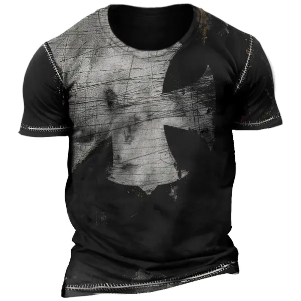 Men's Retro Cross Faith Color Block Print Crew Neck T-Shirt Only $19.99 - Rabclub.com 