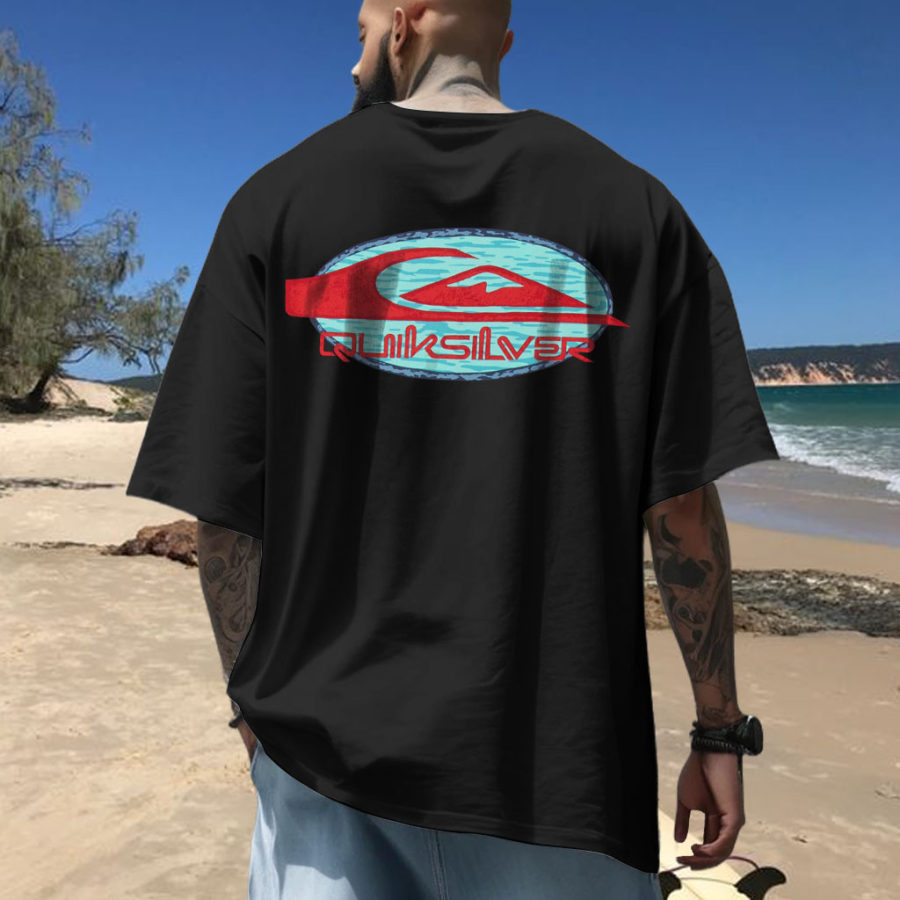 

Men's Vintage 90s Quiksilver Surf Beach Loose Short Sleeve Oversized T-Shirt