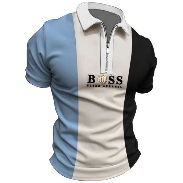 Men's T-Shirt Zipper Polo Color Block Print Outdoor Summer Daily Short Sleeve Tops Only $23.99 - Rabclub.com 