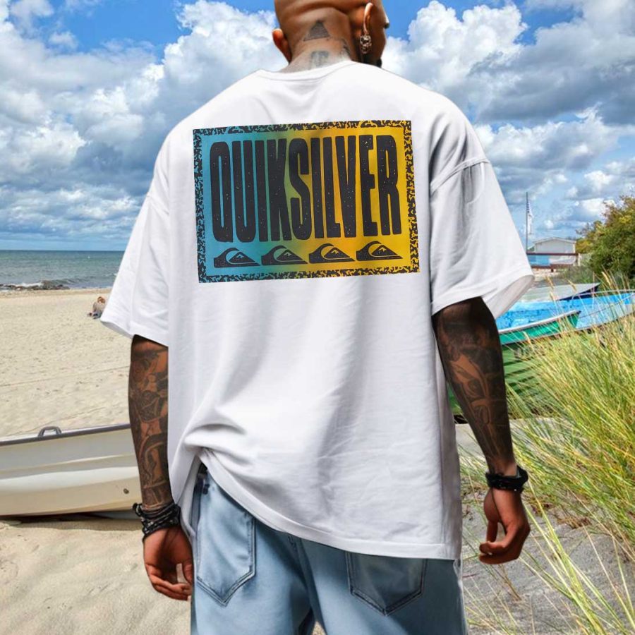 

Men's Vintage 90s Quiksilver Surf Beach Loose Short Sleeve Oversized T-Shirt