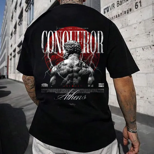 Men's Oversize Statue Print Short Sleeved T-shirt - Wayrates.com 