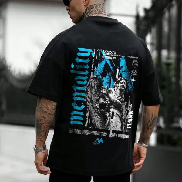 Men's Oversize Statue Print Short Sleeved T-shirt - Wayrates.com 