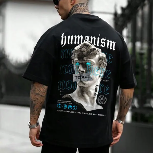 Men's Oversize Statue Print Short Sleeved T-shirt - Wayrates.com 