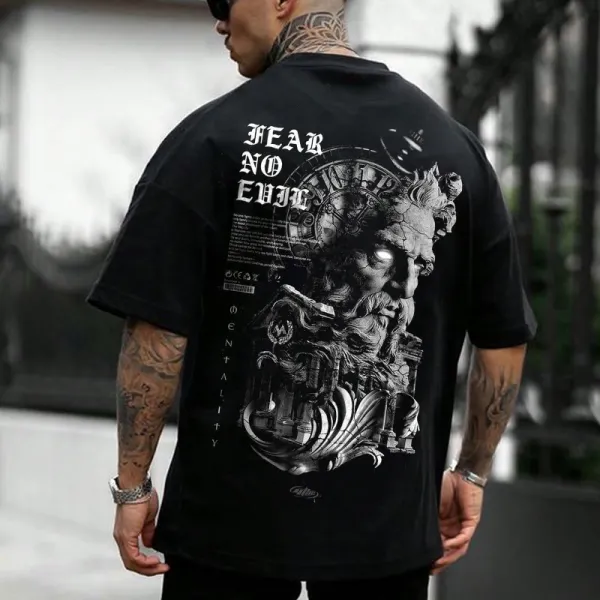 Men's Oversize Statue Print Short Sleeved T-shirt - Wayrates.com 