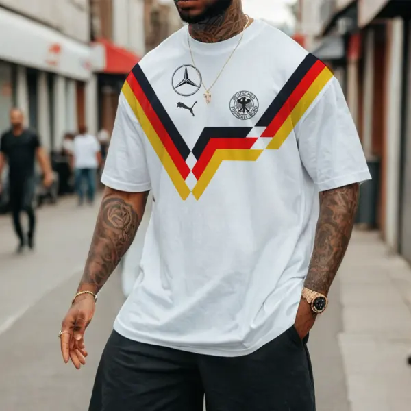 Men's Football Race DFB 2024 Germany Loose Short Sleeve Oversized T-Shirt - Cotosen.com