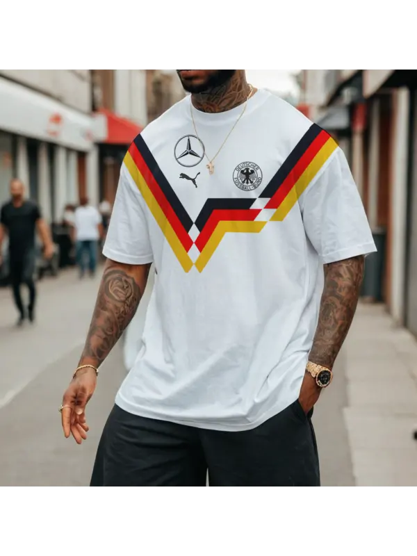 Men's Football Race 2024 Germany Loose Short Sleeve Oversized T-Shirt - Anrider.com 